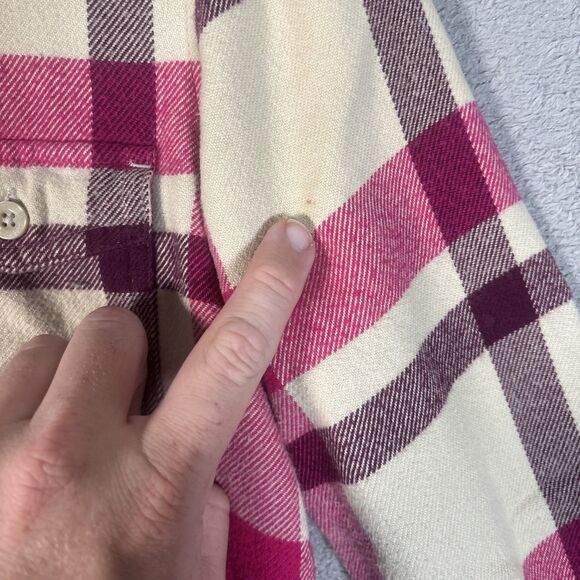 Patagonia Cotton Fjord Flannel Shirt Women’s Size 2 Pink Purple Cream Plaid - Picture 5 of 14